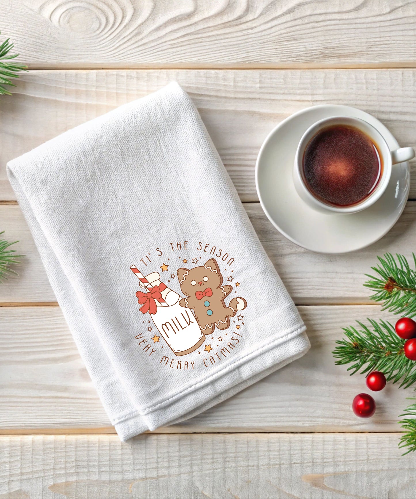 Merry Catmas Flour Sack Hand Towels