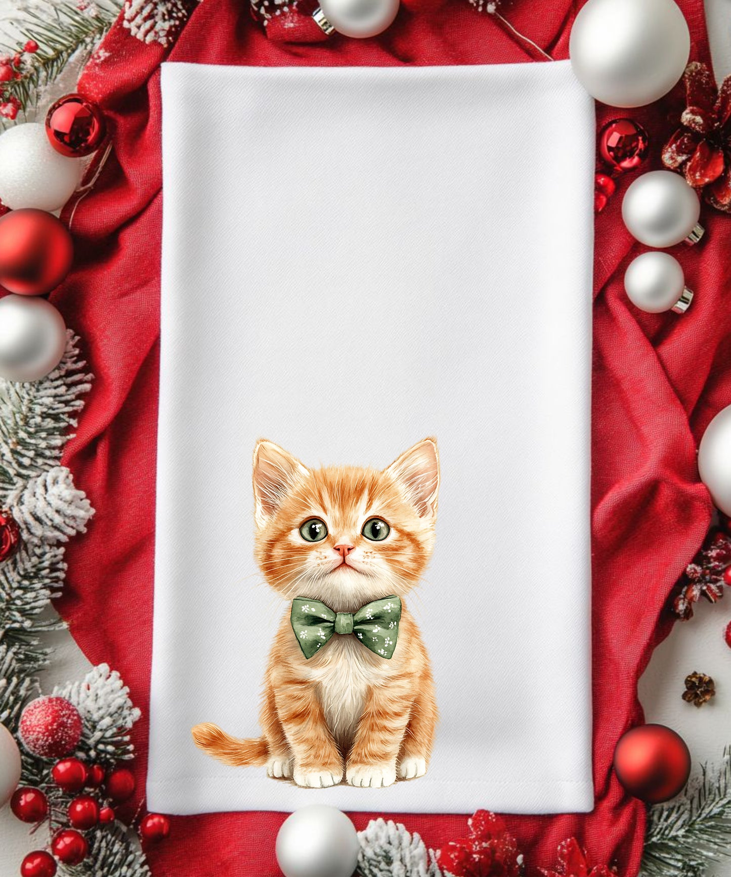 Merry Catmas Flour Sack Hand Towels