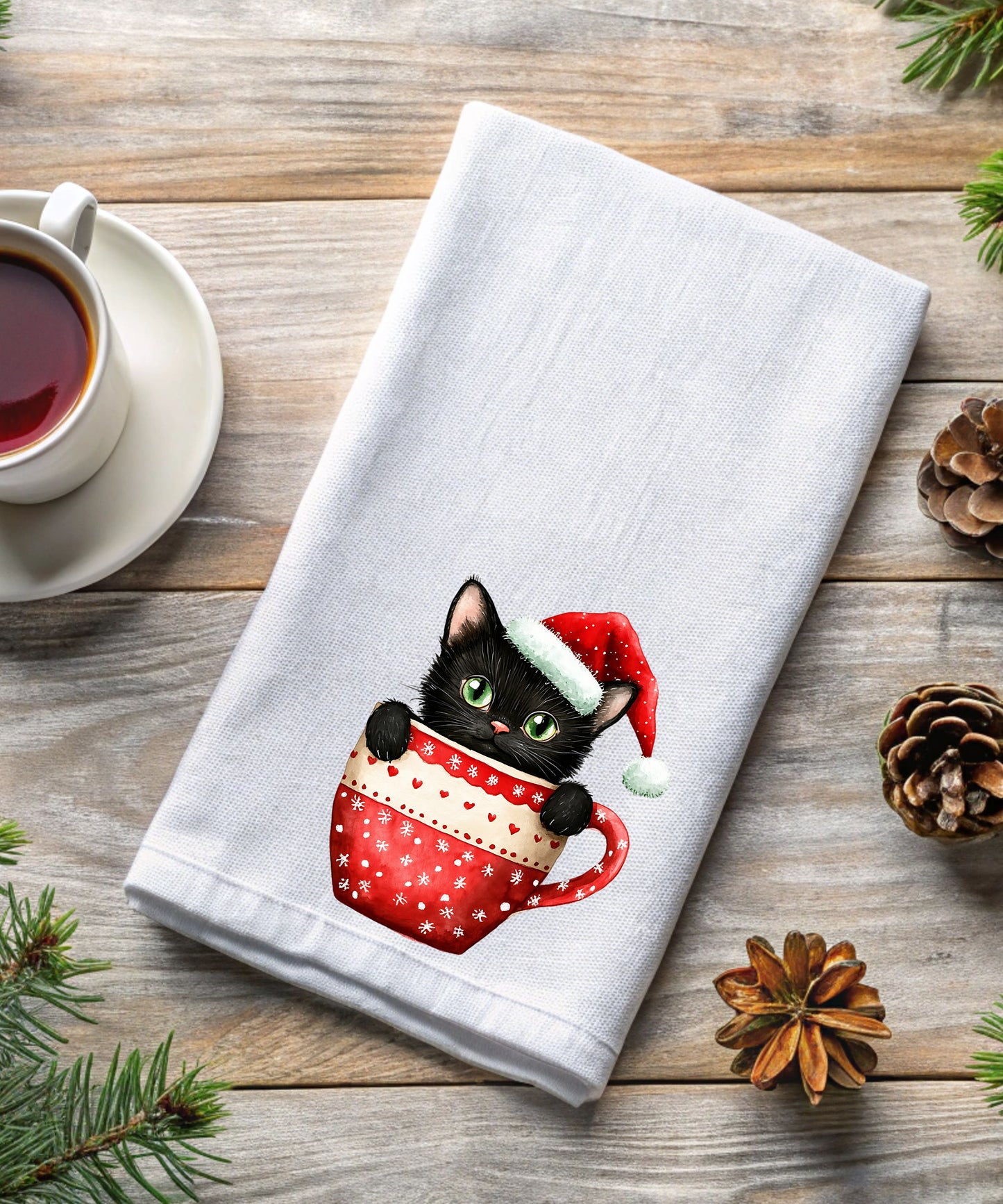 Merry Catmas Flour Sack Hand Towels