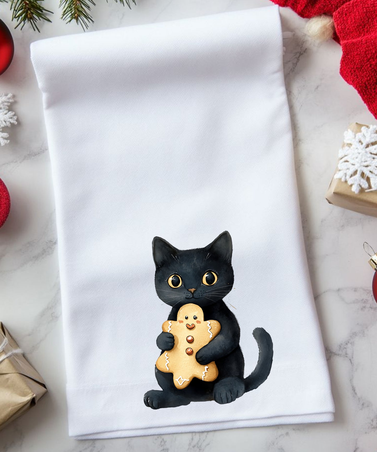 Merry Catmas Flour Sack Hand Towels