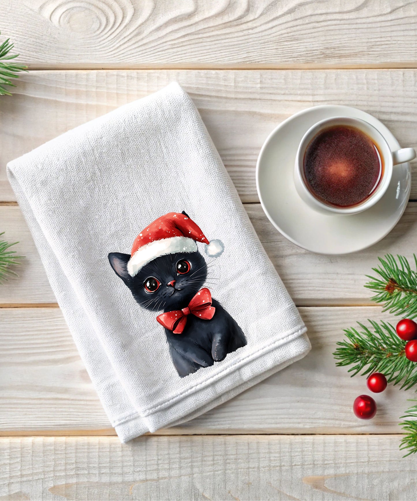 Merry Catmas Flour Sack Hand Towels