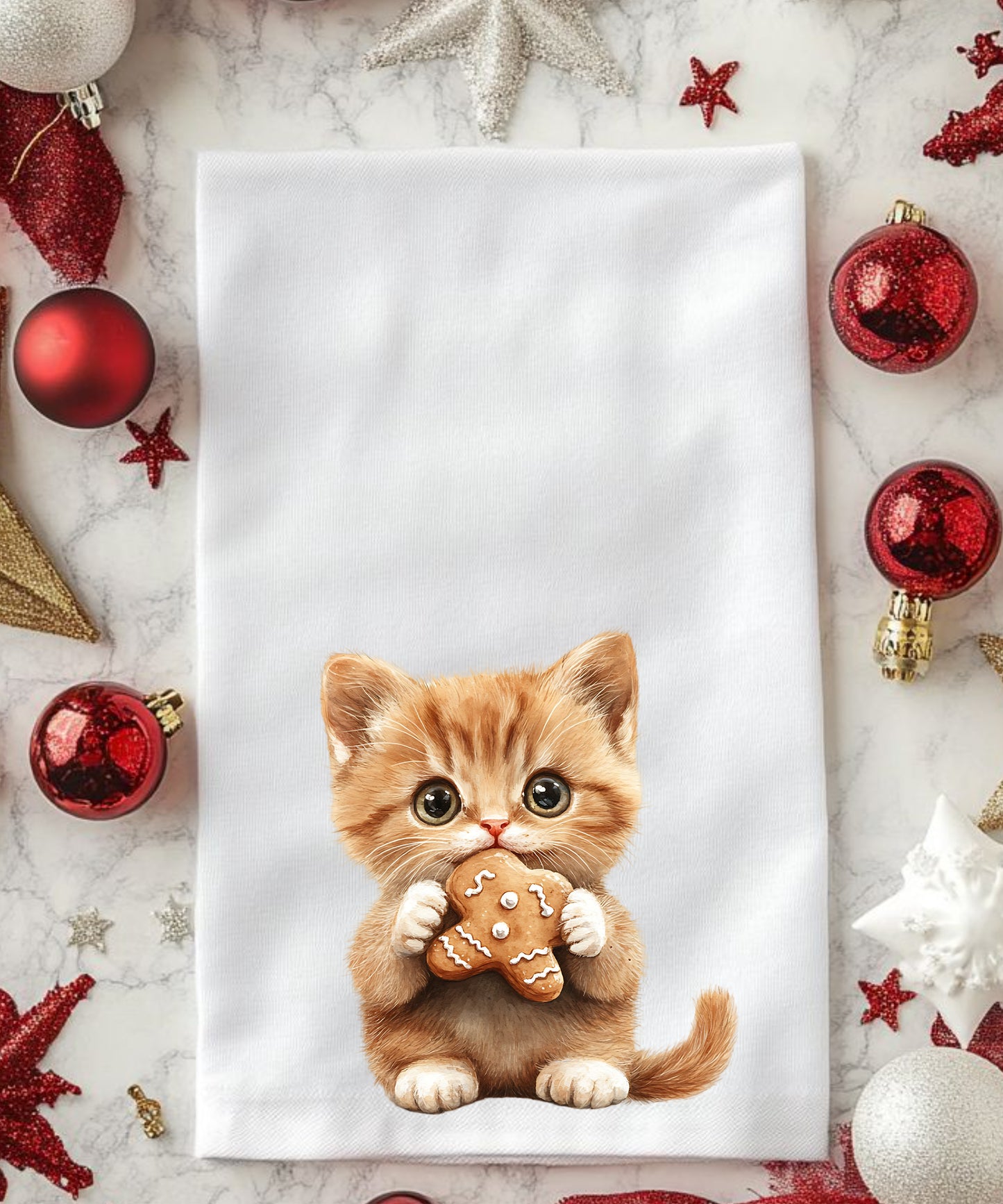 Merry Catmas Flour Sack Hand Towels