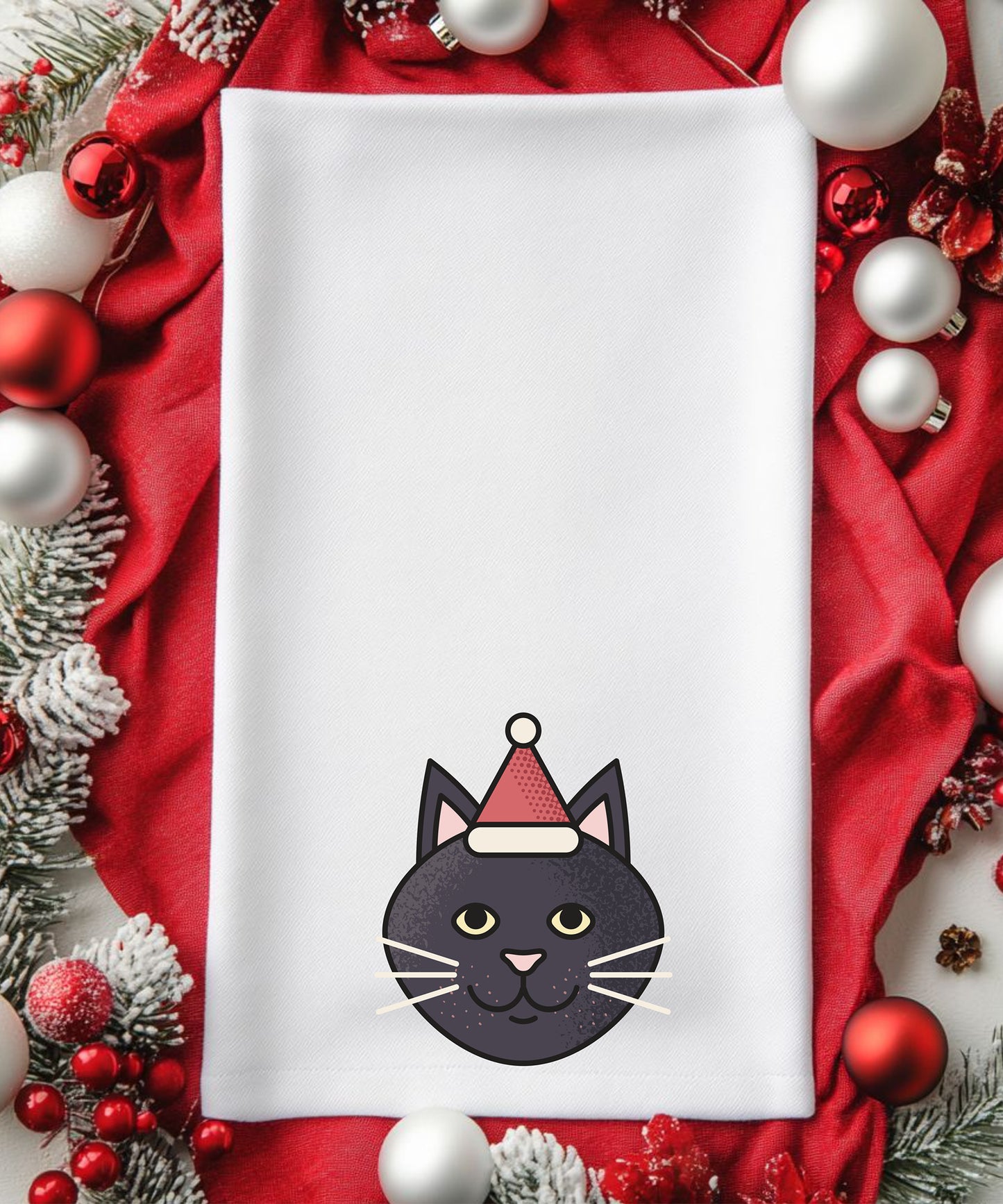 Merry Catmas Flour Sack Hand Towels