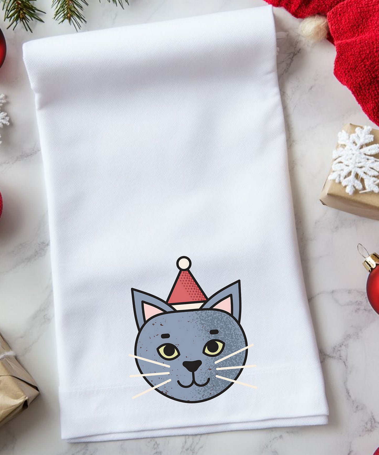 Merry Catmas Flour Sack Hand Towels