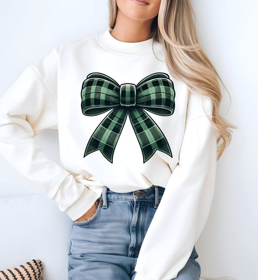 Christmas Green Plaid Bow