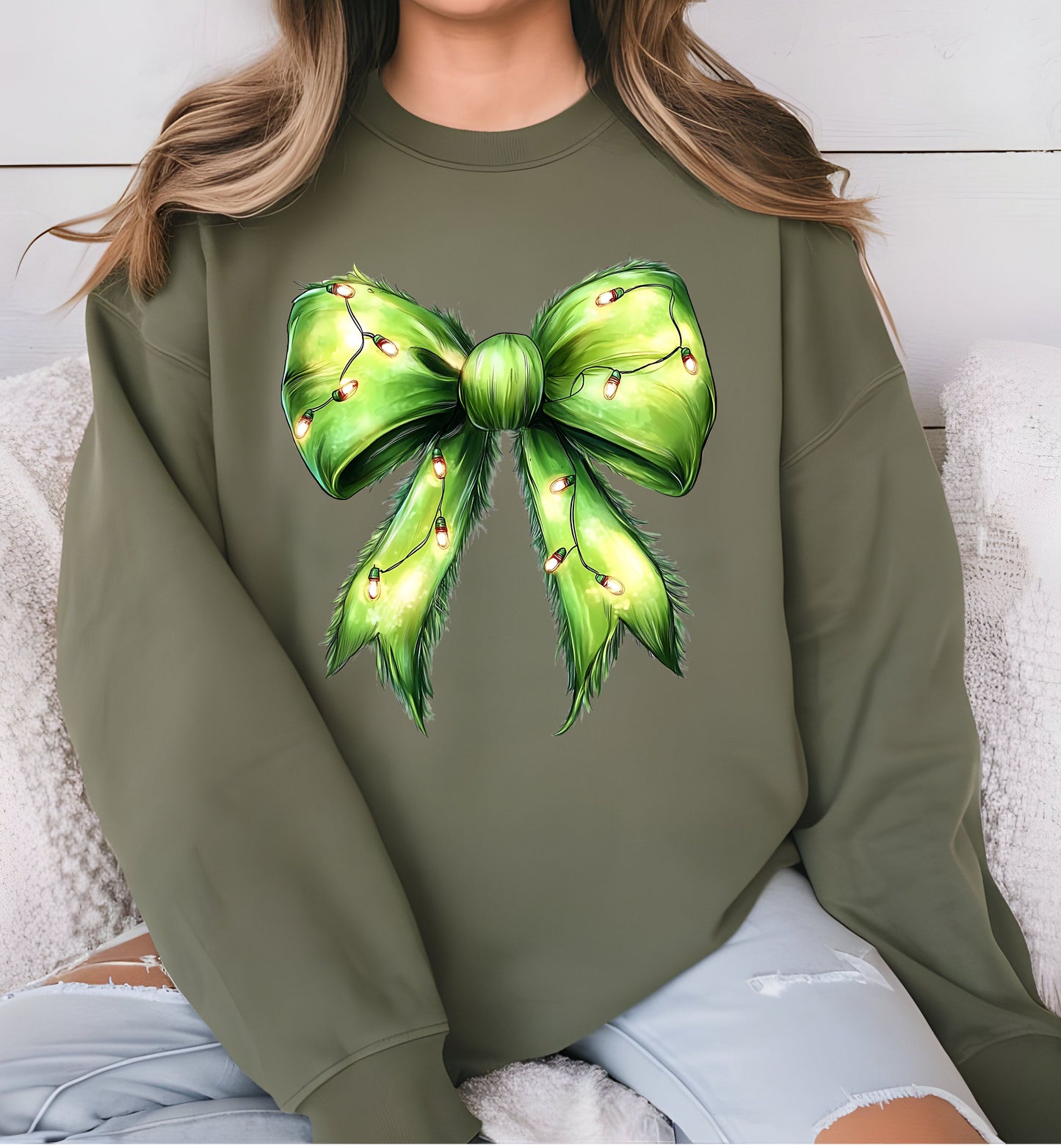 Christmas Grinch Bow sweatshirt