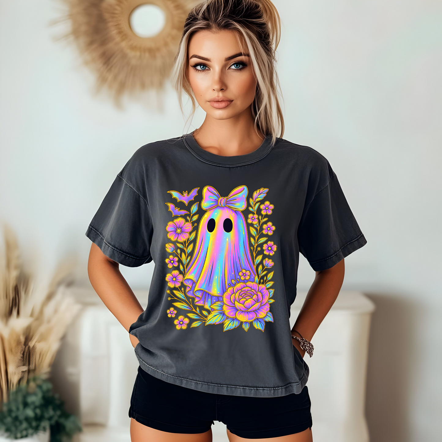 Iridescent Boho Floral Ghost