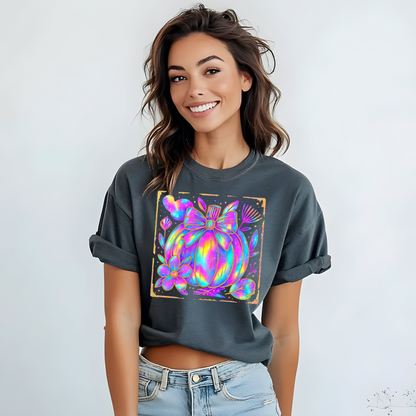 Iridescent Boho Floral Pumpkin