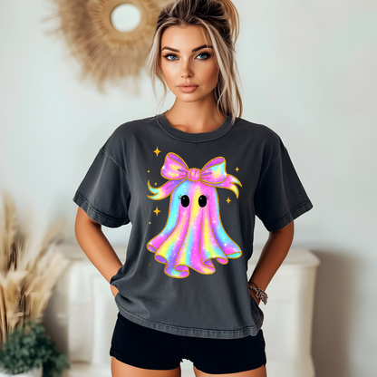 Iridescent Girly Ghost Graphic Print Tee