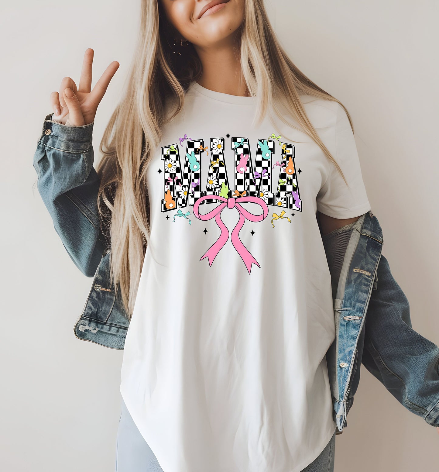 CHECKERBOARD EASTER MAMA TEE