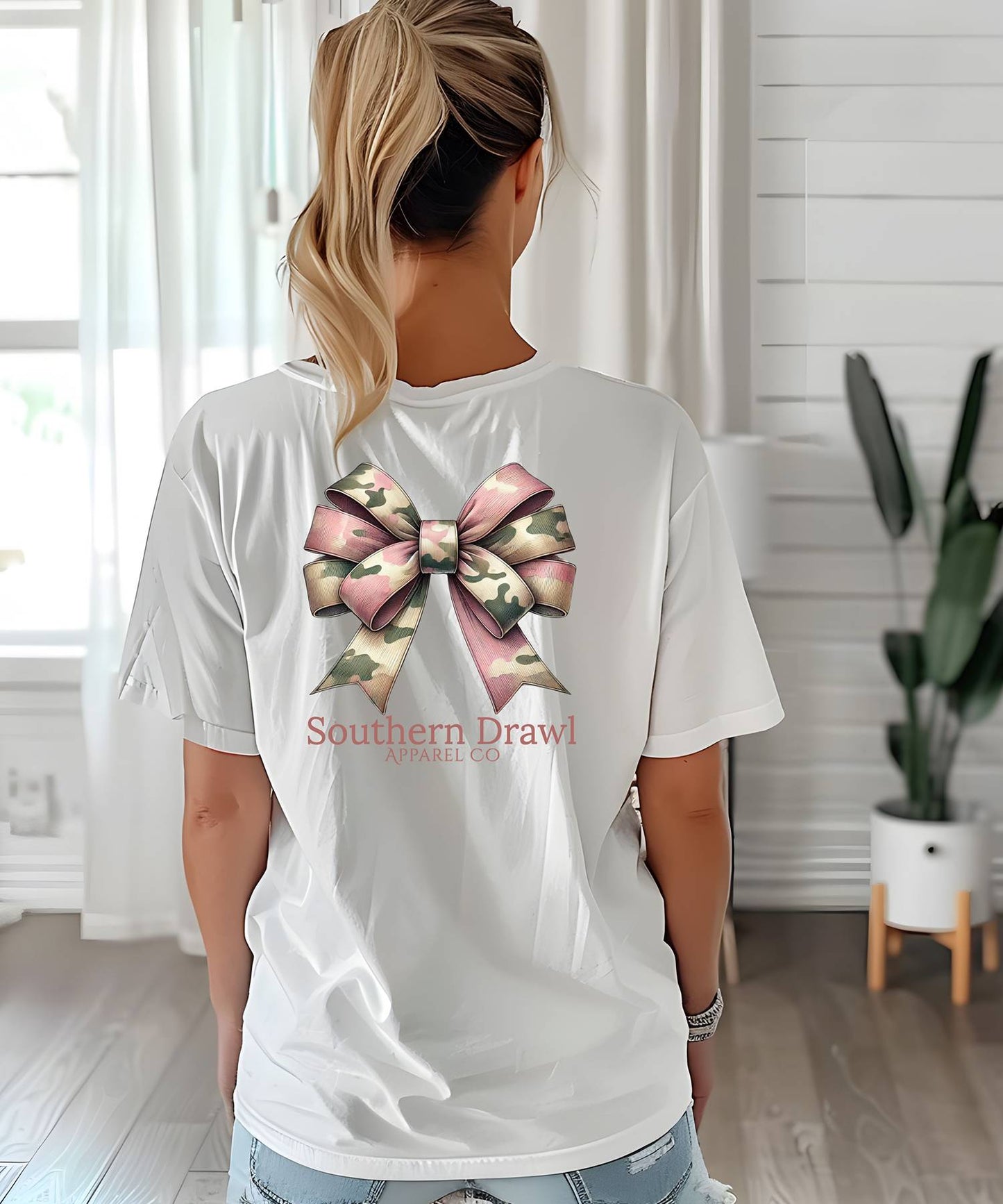 SD Pink Camo Bow  T shirt