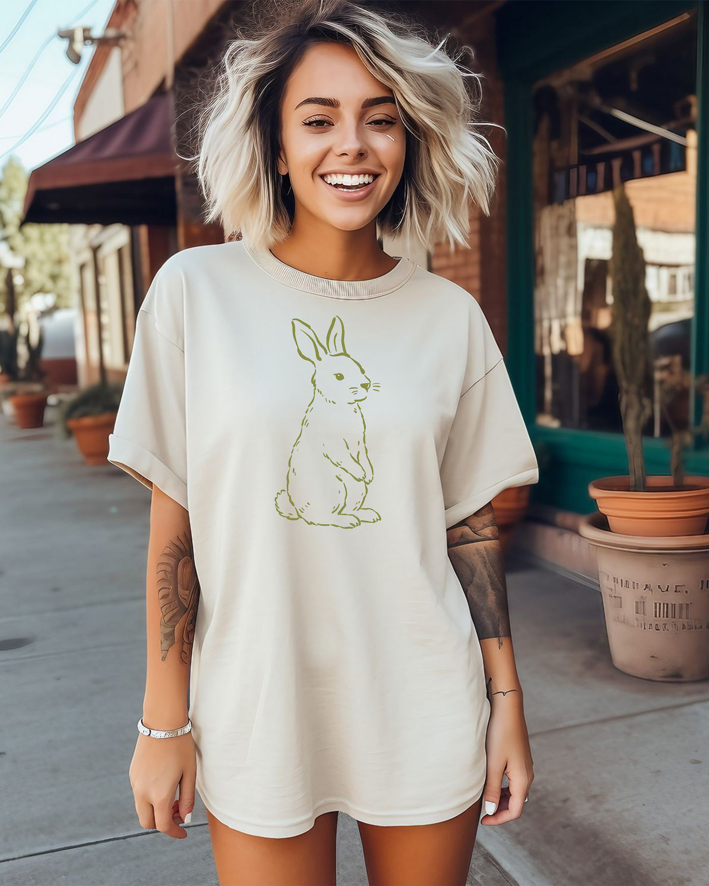 Minimalist Easter Bunny Comfort Colors Tee
