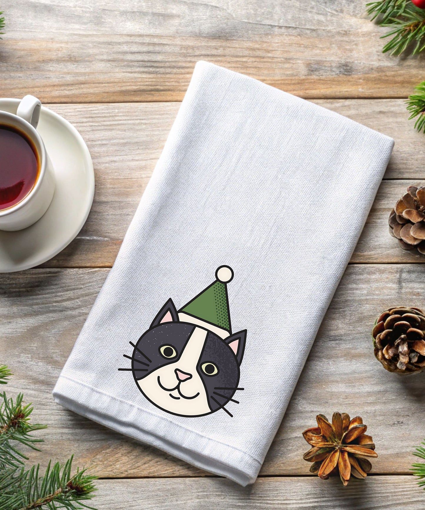 Merry Catmas Flour Sack Hand Towels